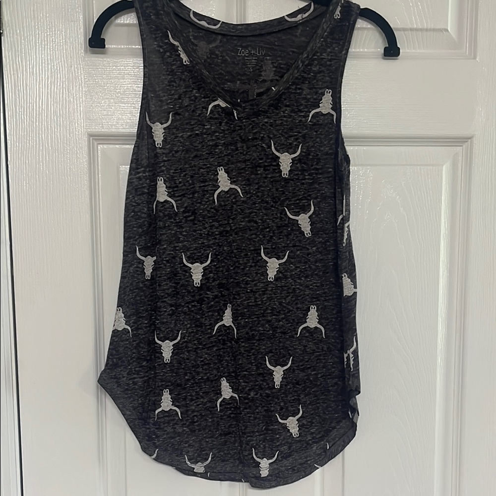 Zoe + Liv Black and White Graphic Tank Top